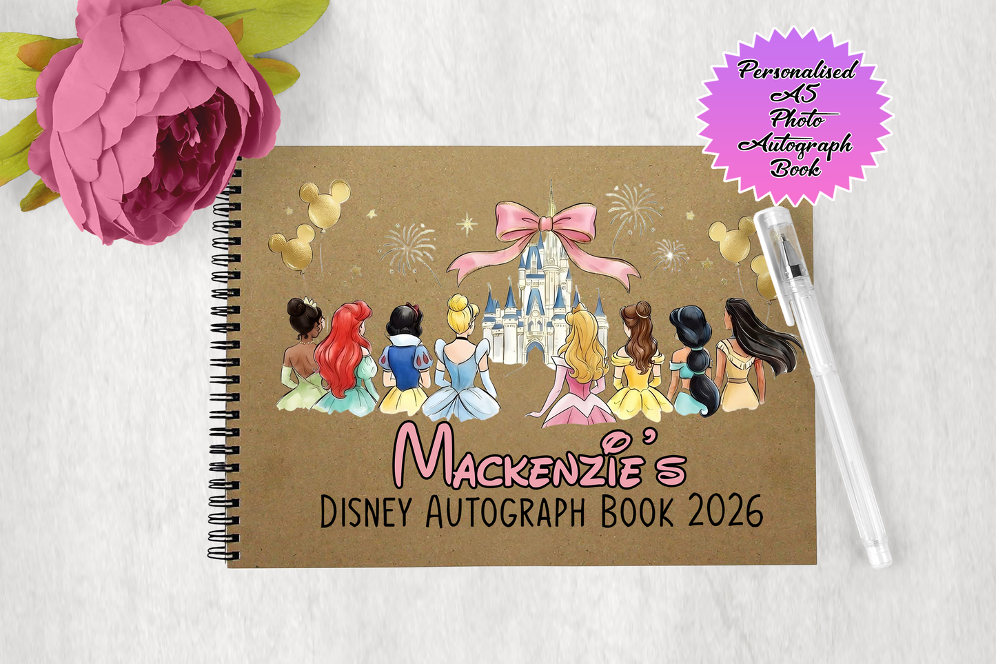 Personalised Disney Princess Photo Autograph Book - A5 Edition