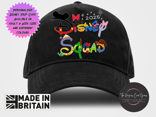 Personalised Disneyworld / Disneyland Paris Matching Family Caps - Disney Squad Edition