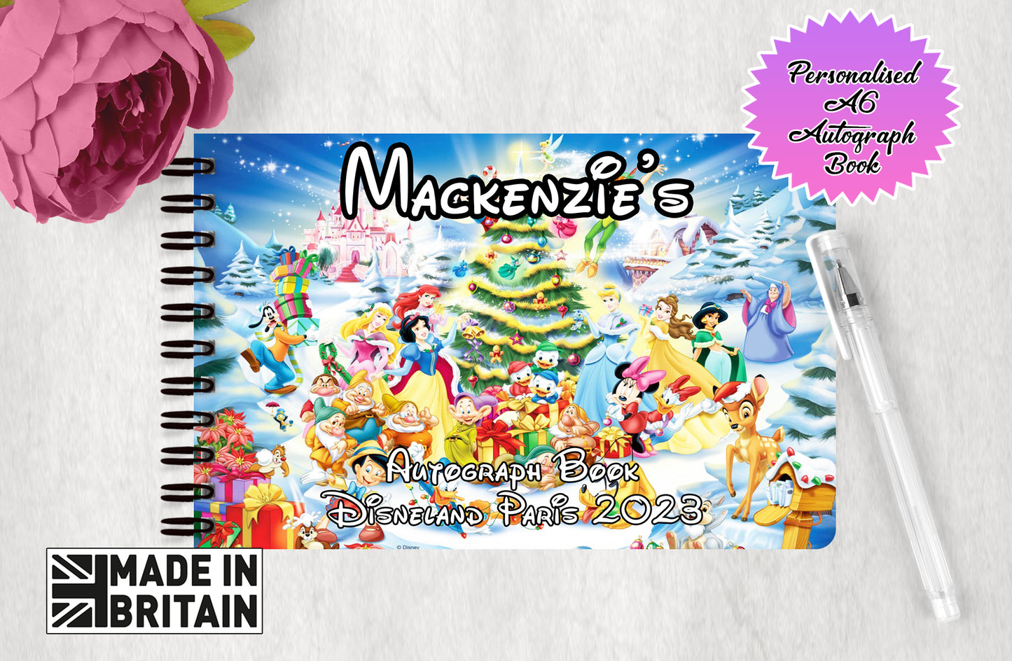 Personalised Disney Autograph Book - Disney Christmas