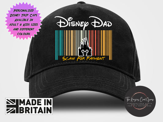 Personalised Disneyworld / Disneyland Paris Matching Family Caps - Disney Dad Edition