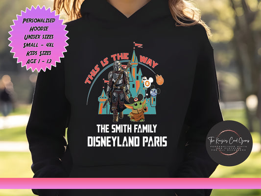 Personalised Disney Family Trip Hoodie - Star Wars The Mandalorian Editon