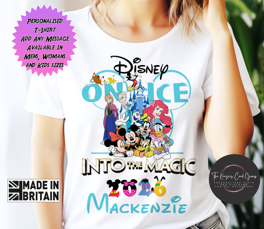 Personalised Disney On Ice UK Tour Matching Family T Shirts - Into The Magic 2026 Edition V3