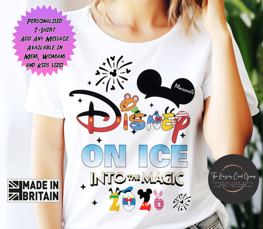 Personalised Disney On Ice UK Tour Matching Family T Shirts - Into The Magic 2026 Edition