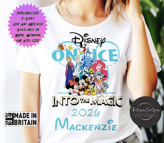 Personalised Disney On Ice UK Tour Matching Family T Shirts - Into The Magic 2026 Edition V4