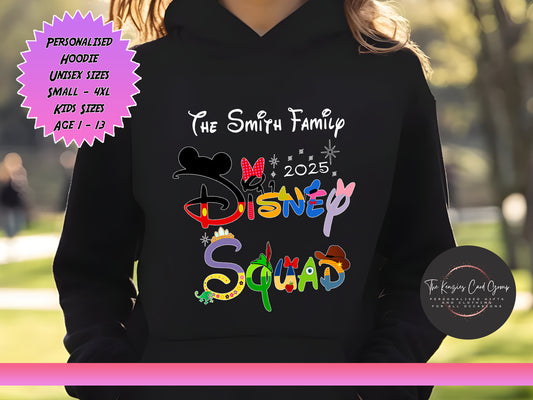 Personalised Disney Family Trip Hoodie - Disney Squard 2025 Edition