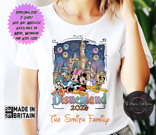 Personalised Disney Trip Matching Family Trip T Shirts - Disneyland Paris Fab Five Edition