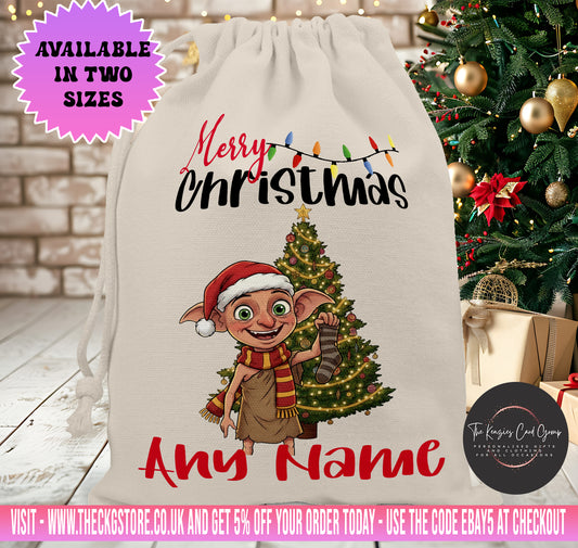 Personalised Disney Christmas Stock Gift Sack - Harry Potter Dobby The House Elf Edition