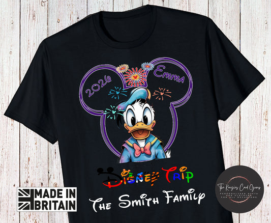 Personalised Disney Trip Matching Family Trip T Shirts - Donald Duck Disney Trip Edition