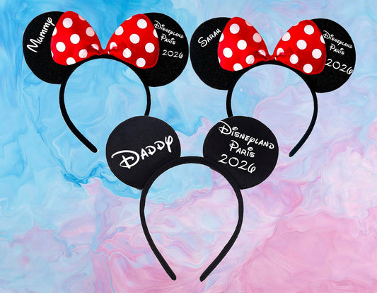 Personalised Disney Mickey & Minnie Family Ears Headband