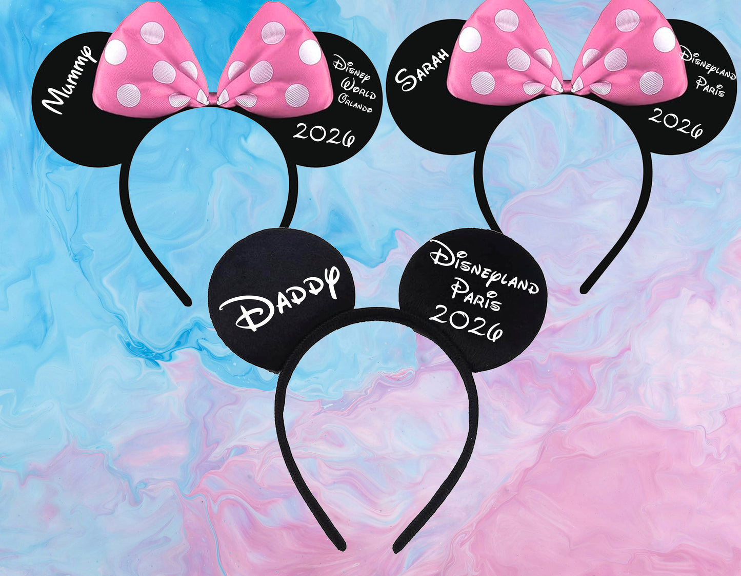 Personalised Disney Mickey & Minnie Family Ears Headband  V2
