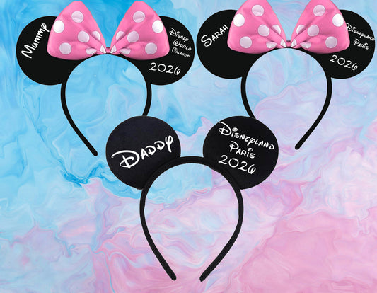 Personalised Disney Mickey & Minnie Family Ears Headband  V2