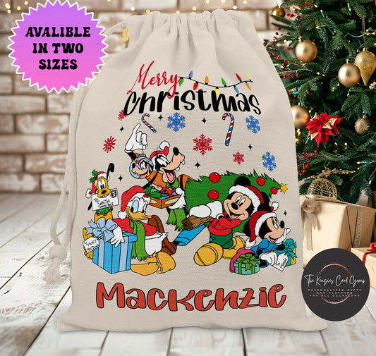 Personalised Disney Christmas Stock Gift Sack - Fab Five Mickey Mouse Christmas Editon