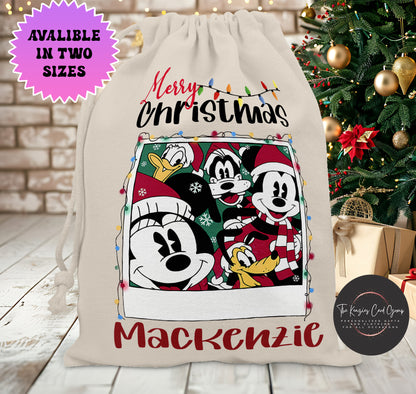 Personalised Disney Christmas Stock Gift Sack - Fab Five Mickey Mouse Christmas Editon