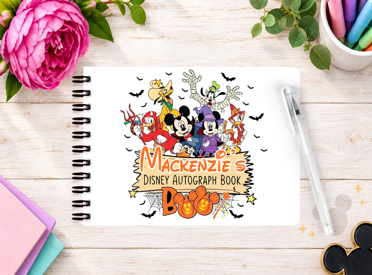 Personalised Disney Autograph Book -  Disney Fab Five Halloween Edition