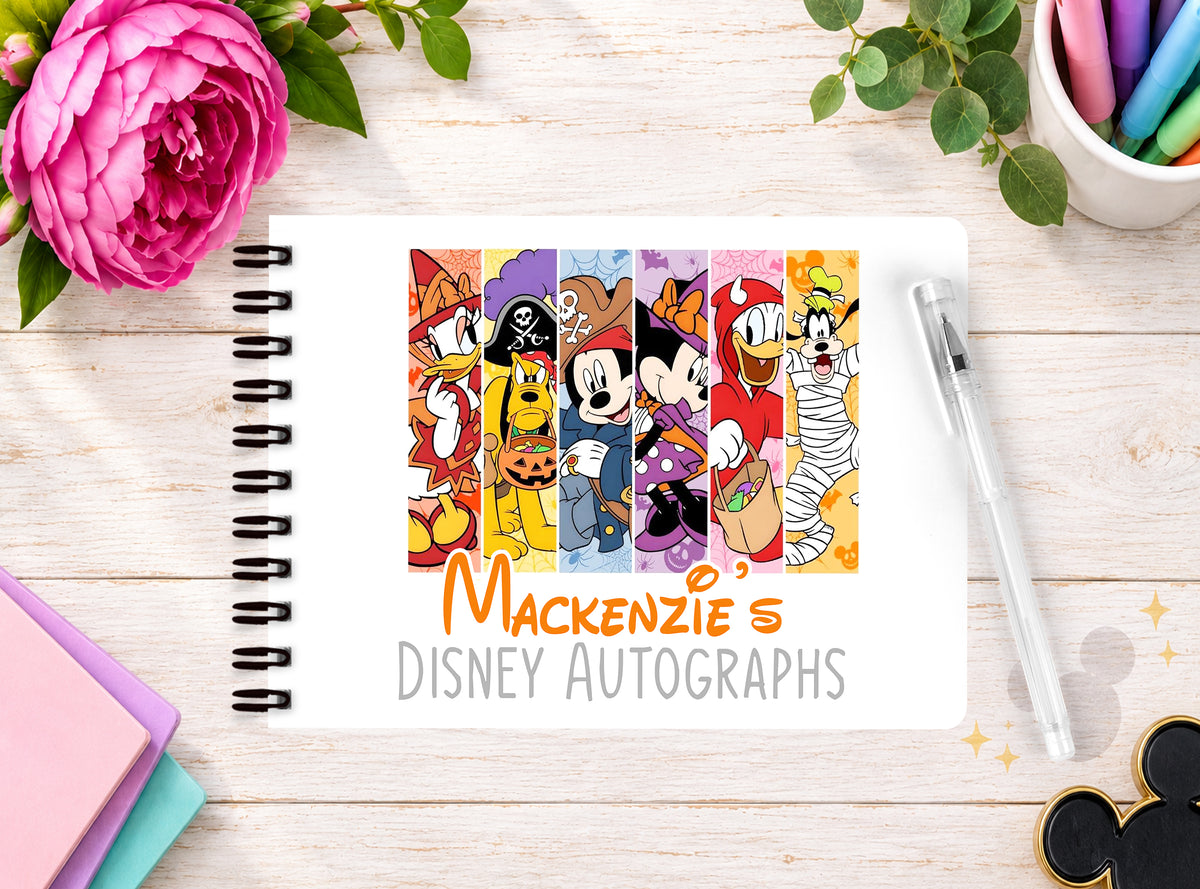 Personalised Disney Autograph Book -  Disney Fab Five Halloween Edition