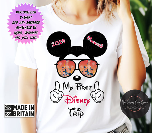 Personalised Disneyland Paris 2024 T-Shirts Matching Family First Disney Trip - Mickey Edition