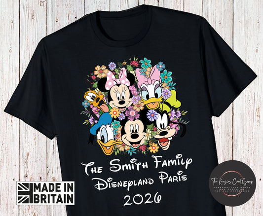 Personalised Disney Trip Matching Family Trip T Shirts - Disney Floral Gang Edition