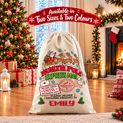 Personalised Christmas Stock Gift Sack -Classic Santas Sleigh Edition V4