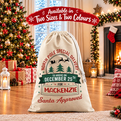 Personalised Christmas Stock Gift Sack -Classic Santas Sleigh Edition V2