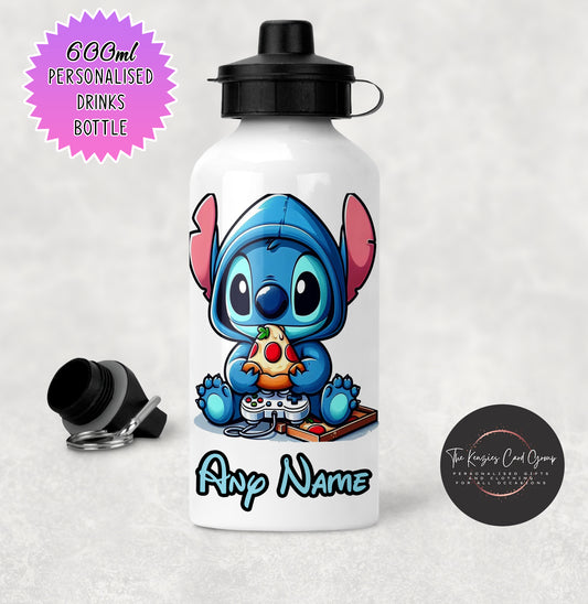 Personalised Disneys Lilo and Stitch 600ml Metal Water Bottle - Gamer Stitch Edition