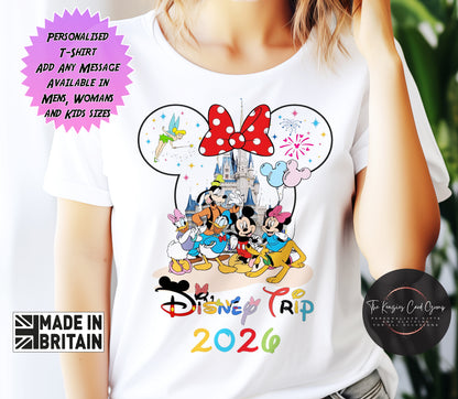 Personalised Disney Trip Matching Family Trip T Shirts - Minnie Bow Edition 2026