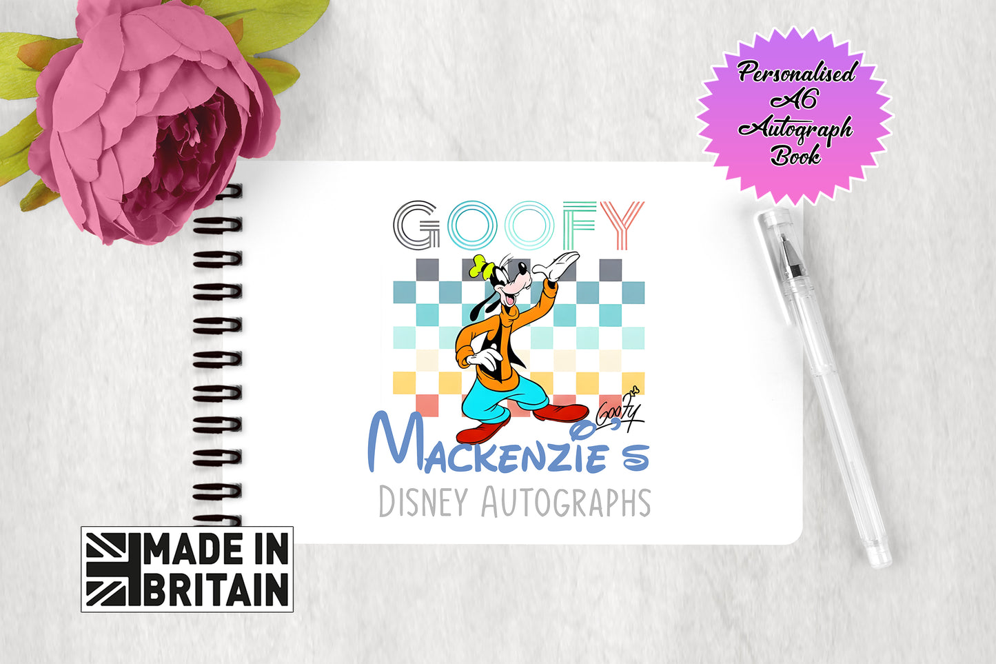 Personalised Disney Autograph Book - Fab Five Goofy Edition V1