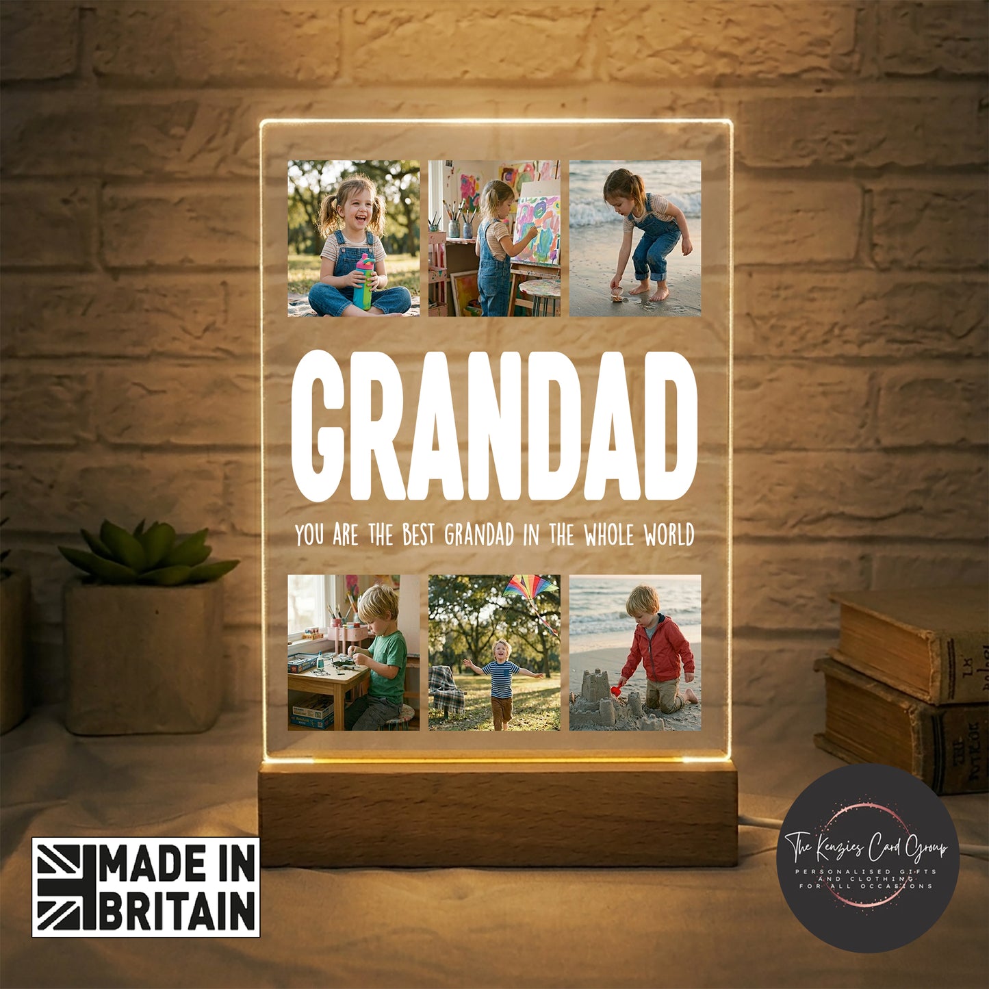 Personalised Grandad Photo Plaque with LED Light | Custom Fathers Day Gift V1