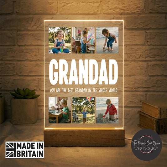 Personalised Grandad Photo Plaque with LED Light | Custom Fathers Day Gift V1