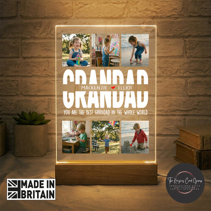 Personalised Grandad Photo Plaque with LED Light | Custom Fathers Day Gift V2