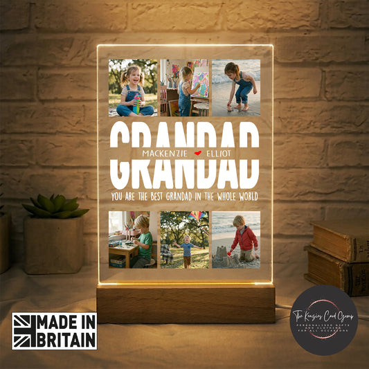 Personalised Grandad Photo Plaque with LED Light | Custom Fathers Day Gift V2
