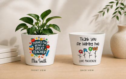 Personalised Teacher Plant Pot | Custom Teacher Appreciation Gift, Thank You Present