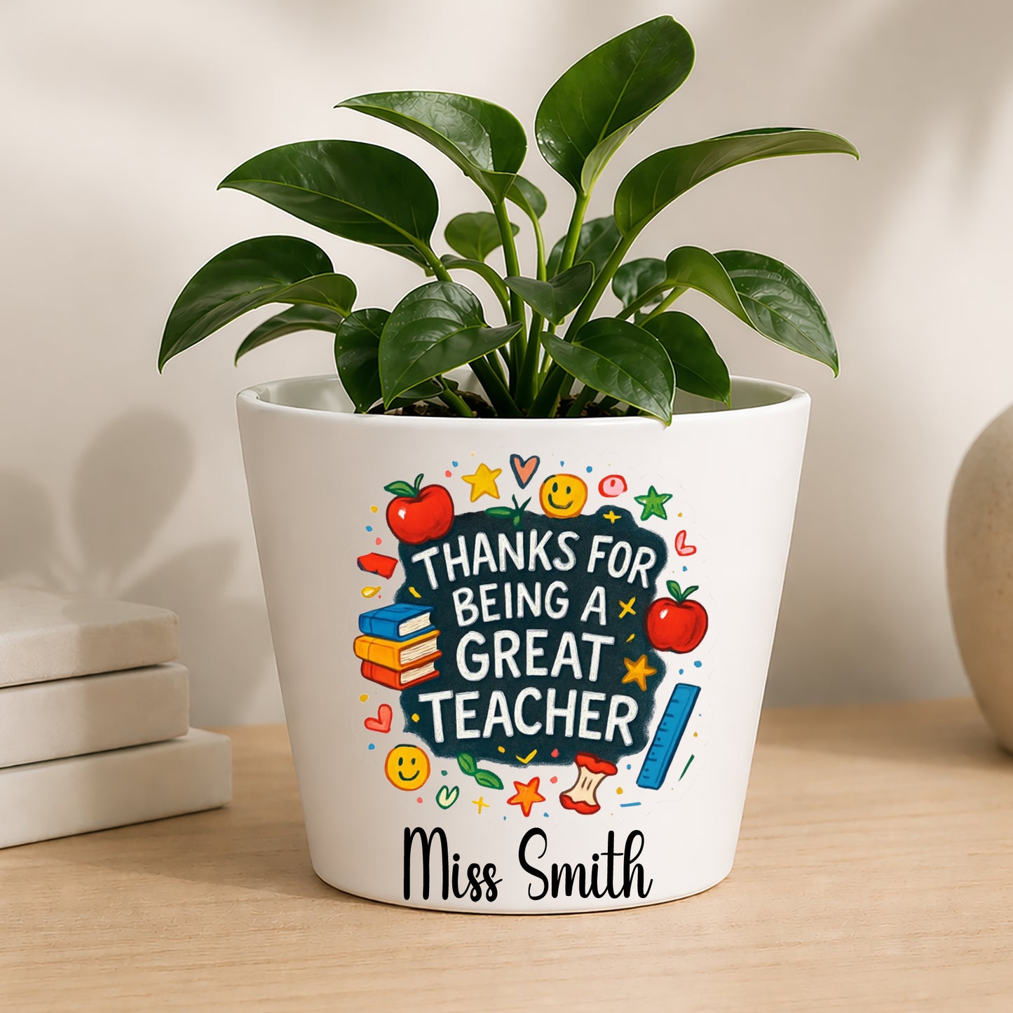 Personalised Teacher Plant Pot | Custom Teacher Appreciation Gift, Thank You Present