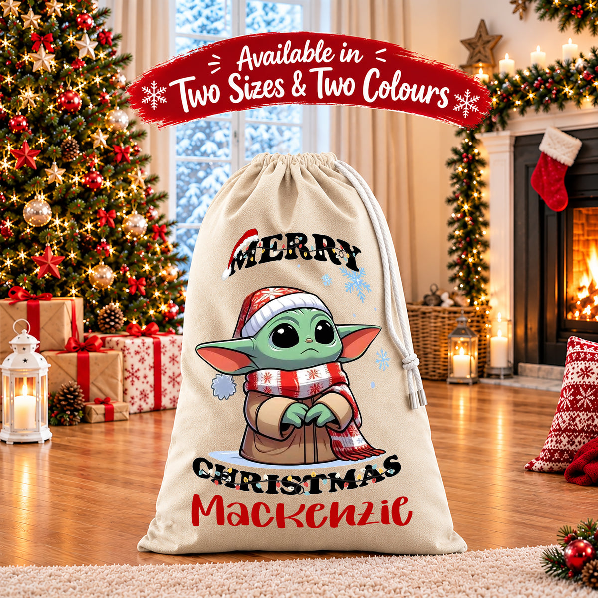 Personalised Christmas Santa Sack Gift Sack Gift Bag - Star Wars Grogu Edition