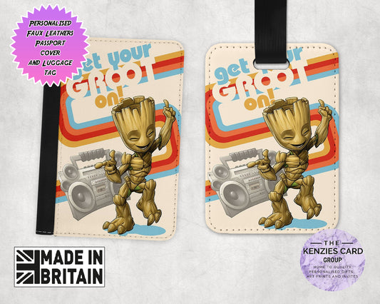 Personalised Dinsey Marvel Groot Passport Cover and Luggage Tag Sets