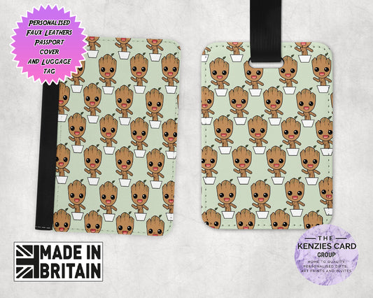 Personalised Dinsey Marvel Groot Passport Cover and Luggage Tag Sets
