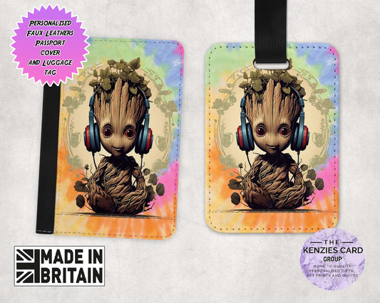 Personalised Dinsey Marvel Groot Passport Cover and Luggage Tag Sets
