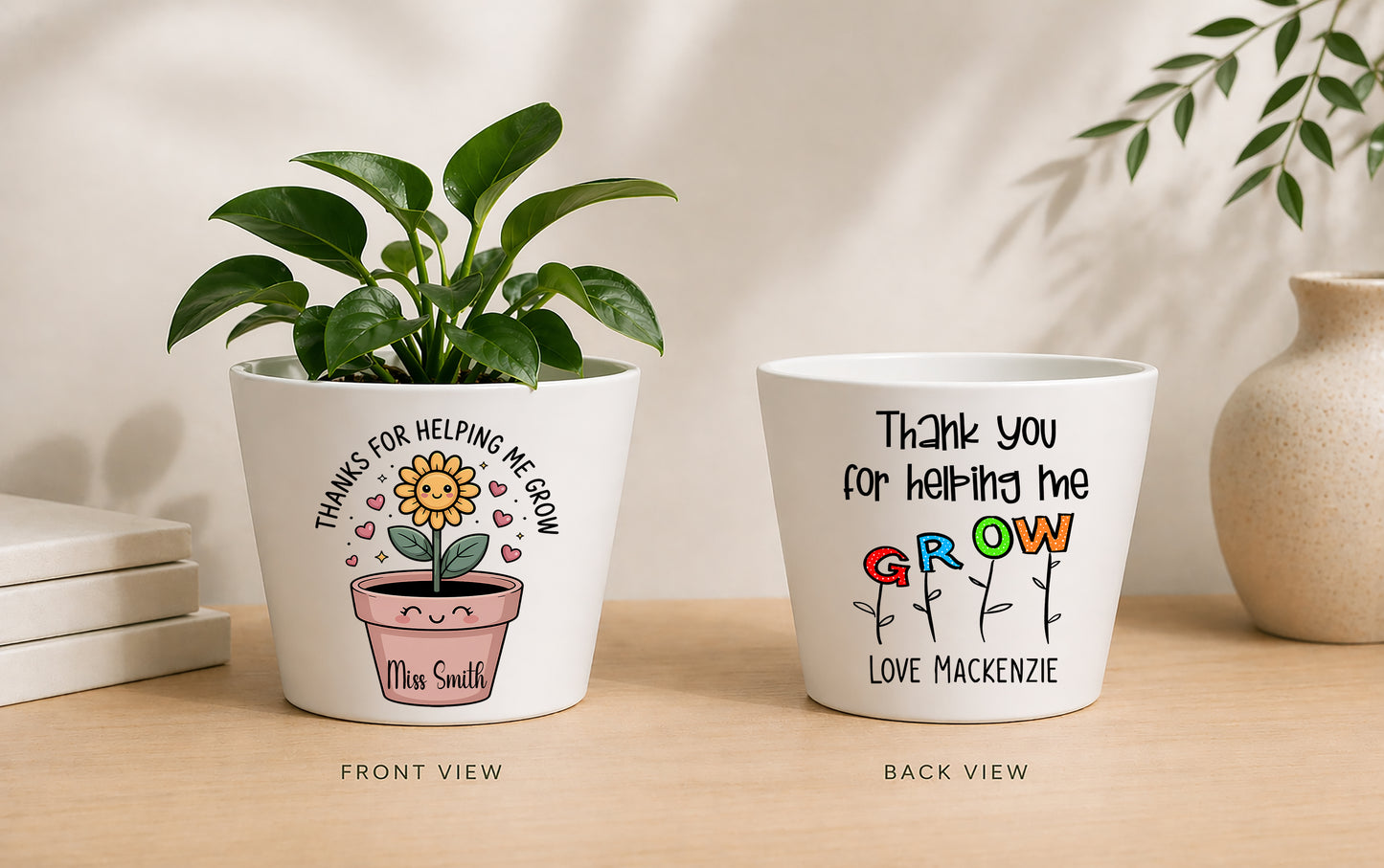 Personalised Teacher Plant Pot | Custom Teacher Appreciation Gift, Thank You Present