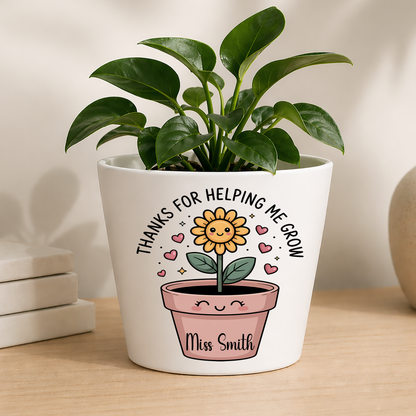 Personalised Teacher Plant Pot | Custom Teacher Appreciation Gift, Thank You Present