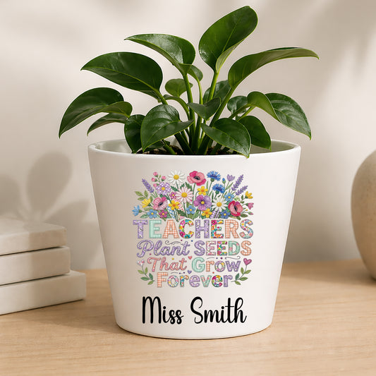 Personalised Teacher Plant Pot | Custom Teacher Appreciation Gift, Thank You Present