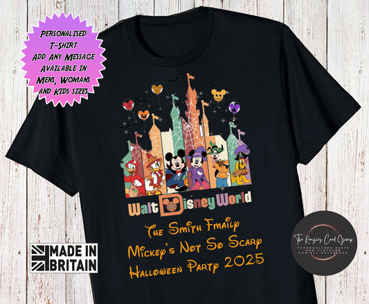 Personalised Disney World Mickey's Not So Scary Halloween Matching Family Trip T-Shirts 2025