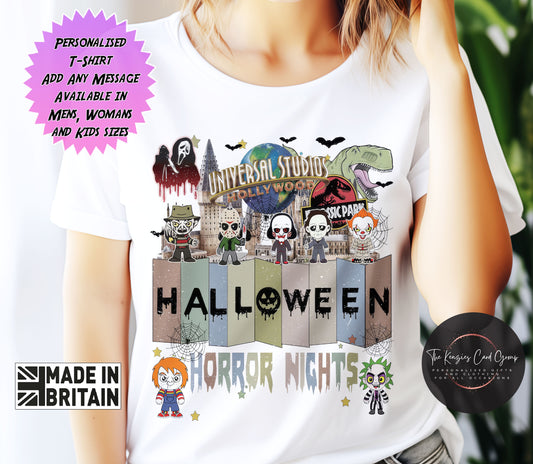 Personalised Halloween Horror Nights - Universal Studios Matching Family T Shirts