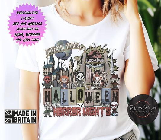 Personalised Halloween Horror Nights - Universal Studios Matching Family T Shirts