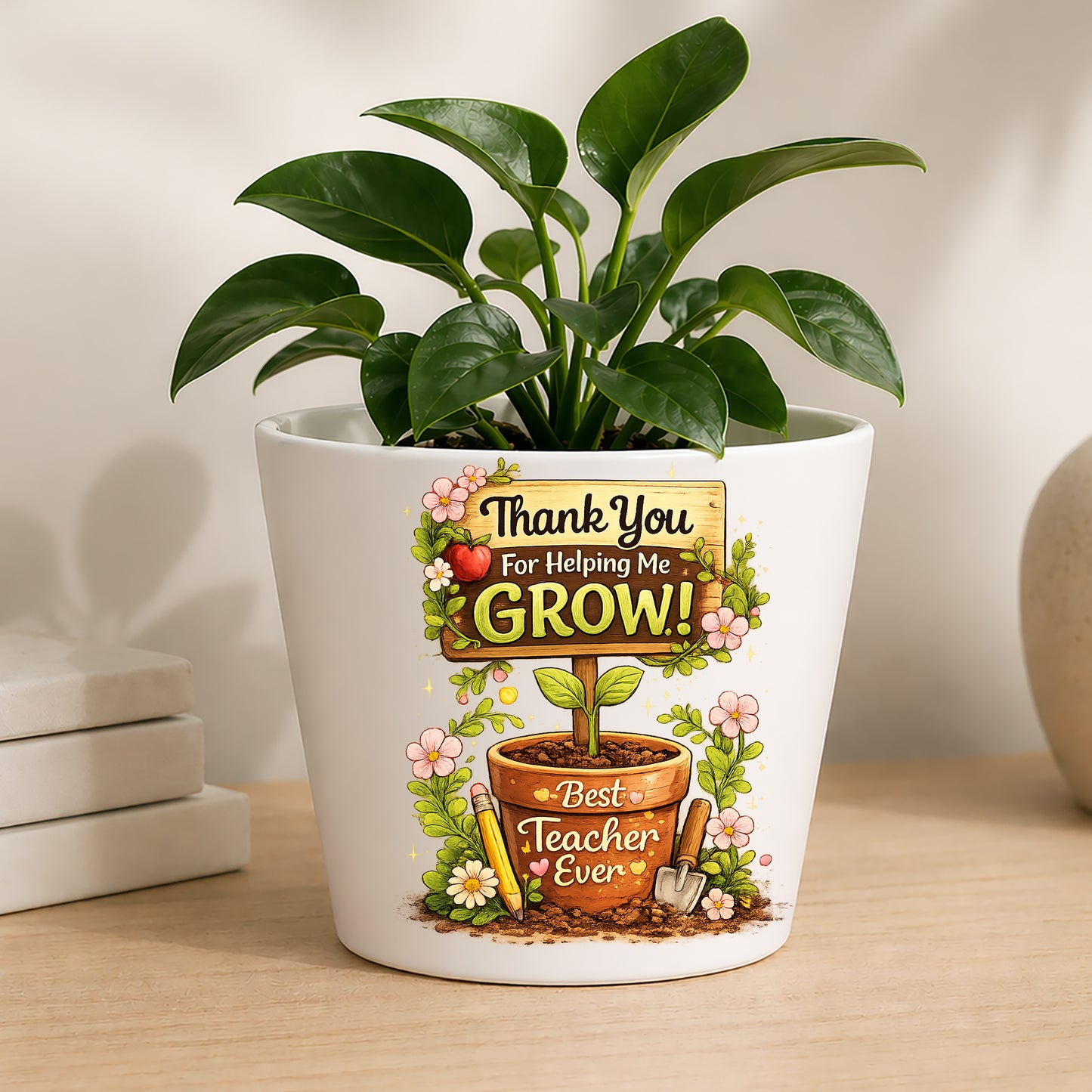 Personalised Teacher Plant Pot | Custom Teacher Appreciation Gift, Thank You Present