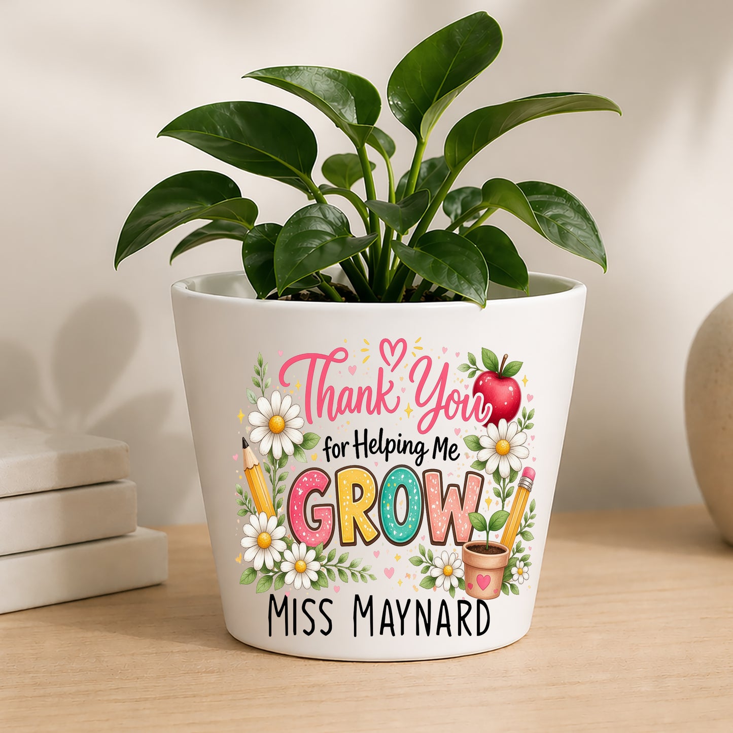 Personalised Teacher Plant Pot | Custom Teacher Appreciation Gift, Thank You Present