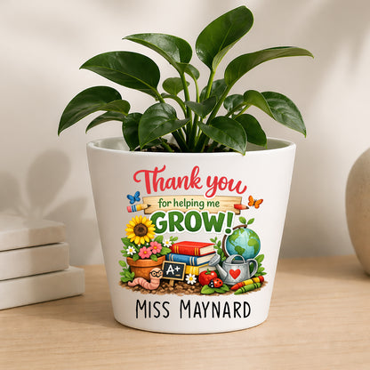 Personalised Teacher Plant Pot | Custom Teacher Appreciation Gift, Thank You Present