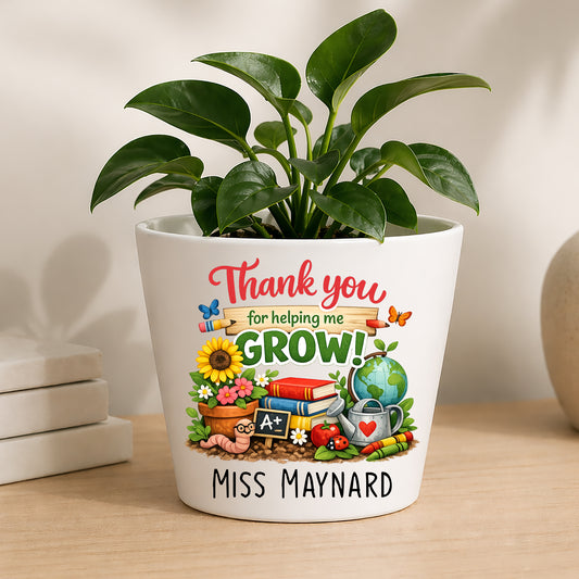 Personalised Teacher Plant Pot | Custom Teacher Appreciation Gift, Thank You Present