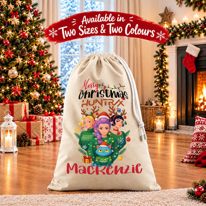 Personalised Christmas Santa Sack Gift Sack Gift Bag - K Pop Demon Hunters  Huntrix Edition