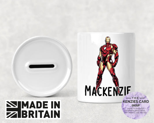 Personalised Iron Man - Marvel Superhero Ceramic Money Box - Piggy Bank