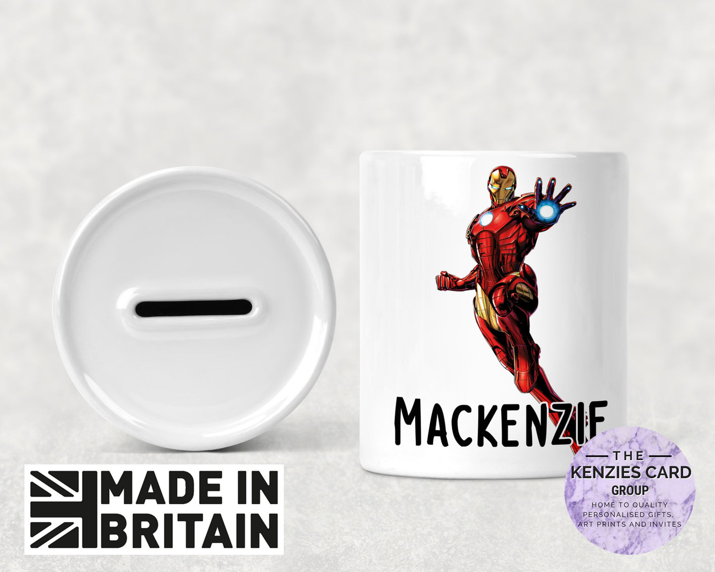 Personalised Iron Man - Marvel Superhero Ceramic Money Box - Piggy Bank