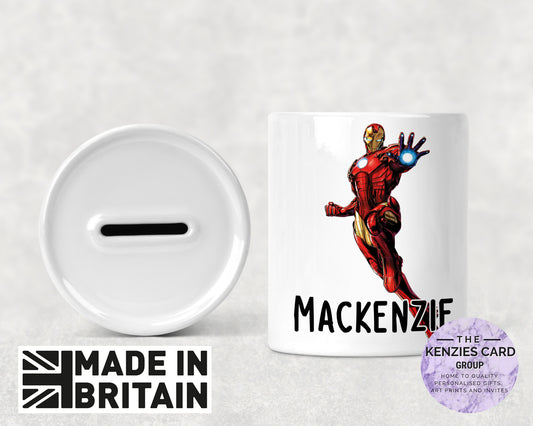 Personalised Iron Man - Marvel Superhero Ceramic Money Box - Piggy Bank